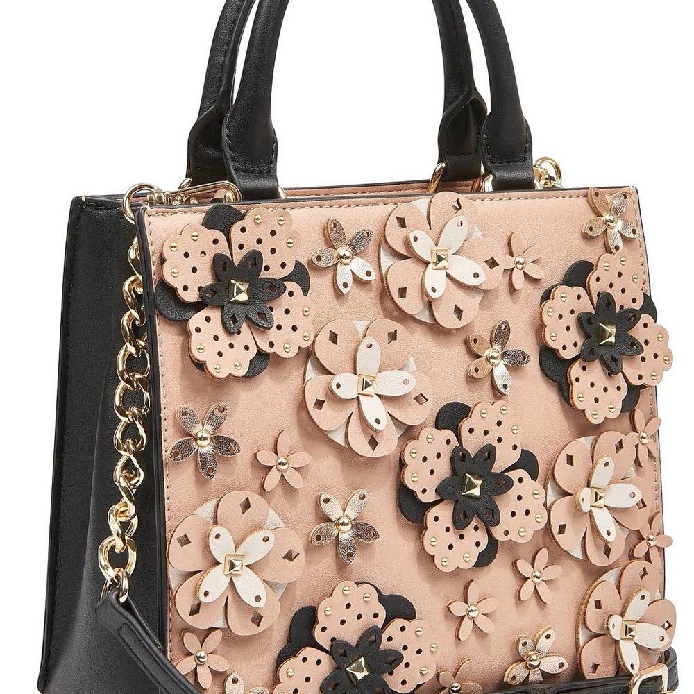 Nine West Black and Tan Floral Tote EUC